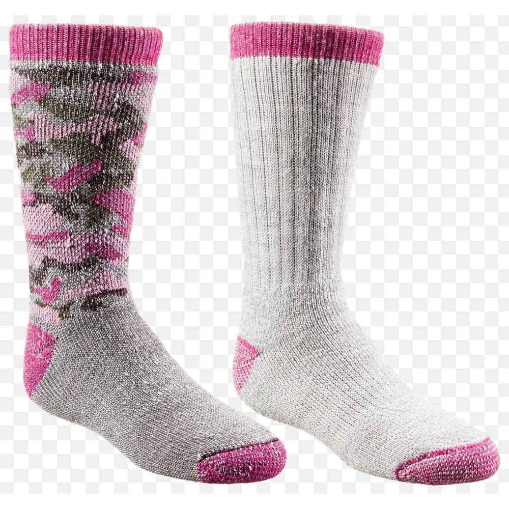 NWT Red Head Camo Cub Youth Socks X-Small Wool Blend Pink Gray 2 Pair New